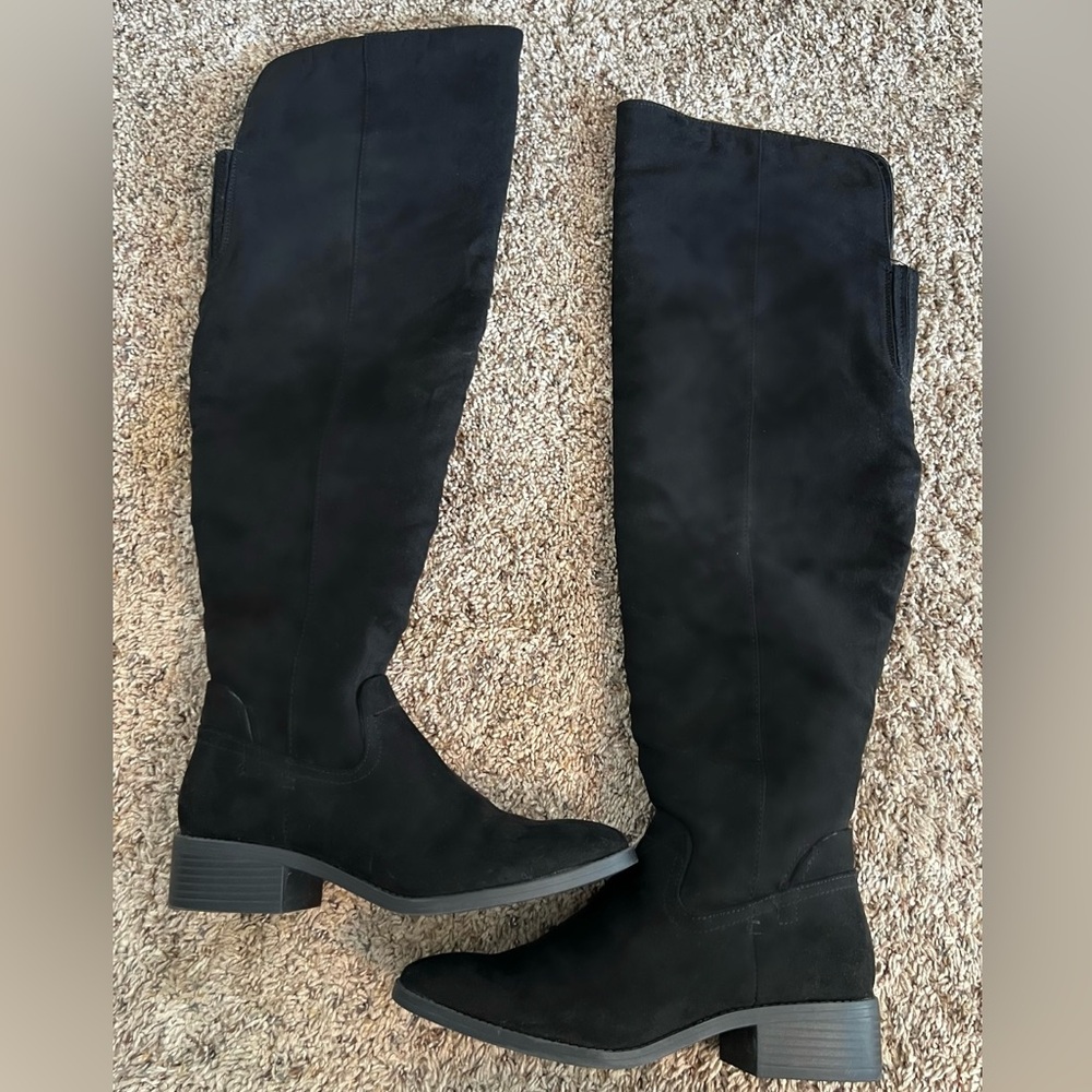 Black Suede Knee High Boots